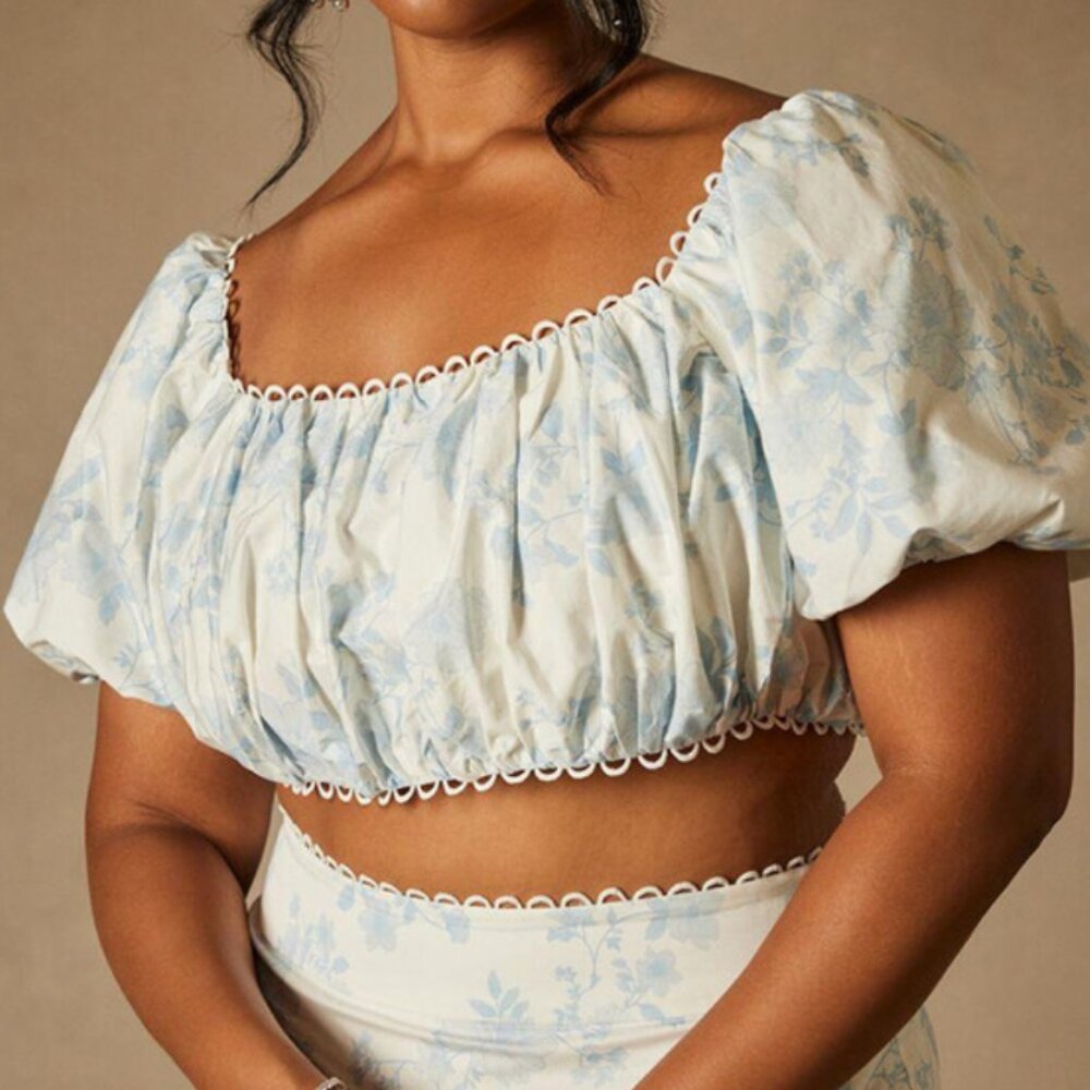 NWT Bridal by ELOQUII Printed Puff Sleeve Top 18